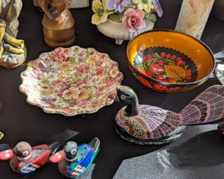 Decorative accents, hand painted wooden folk art