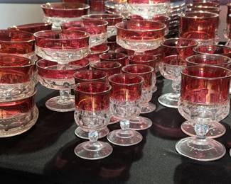 Tiffin Franciscan Kings Crown Ruby Flashed Glasses 