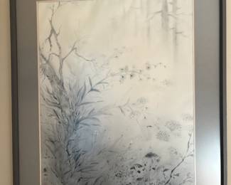 Japanese watercolor - framed + signed