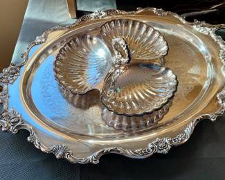 Lots of nice silverplate items, including beautiful trays