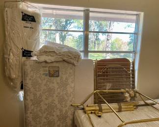 VINTAGE BRASS CANOPY BABY CRIB