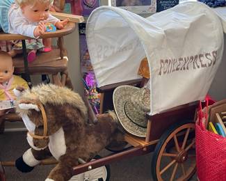 VINTAGE PONY EXPRESS WAGON WITH PONY PEDAL TOY-ADORABOLE!