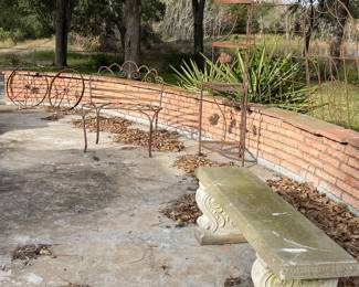 CONCRETE BENCH, METAL GARDEN BENCH & CORNER PIECE