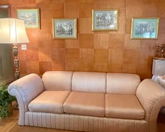 ANOTHER VIEW OF THE GORGEOUS CUSTOM SILK UPHOLSTERED SOFA (HAVE MATCHING PAIR)