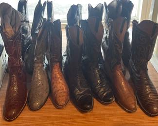 VINTAGE BOOTS BY LUCCHESE, LARRY MAHAN, DAN POST, HANDMADE BOOTS FROM PALACE BOOT SHOP-HOUSTON AND MORE
