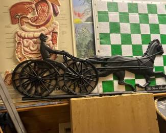 4 wheel surrey w/ horse and rider wall mount