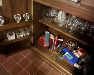 Bar ware and cabinet