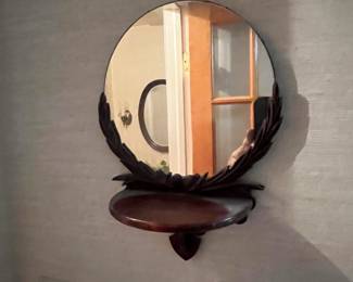 small wall mirror with shelf