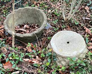 Concrete outside planting bowls