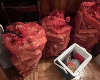 Bags of wood kindling