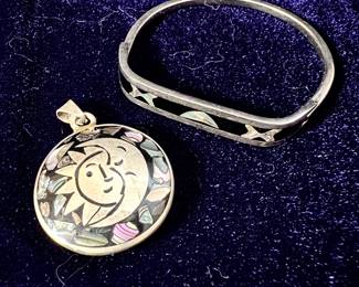 Inlaid pendant and bracelet from Mexico
