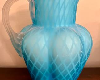Frosted blue Murano style pitcher