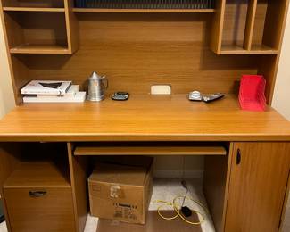 Wood desk with hutch