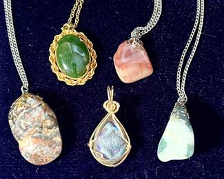 Assorted gemstone pendants