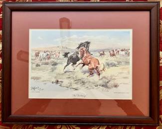 Framed prints of watercolors by Charles M. Russell