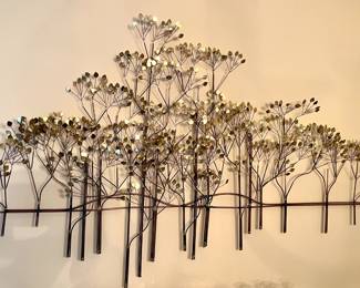 54" long metal tree wall art