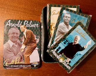 Arnold Palmer metal collector cards in tin