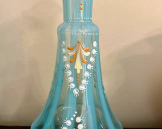 Hand painted Bohemian blown glass vase