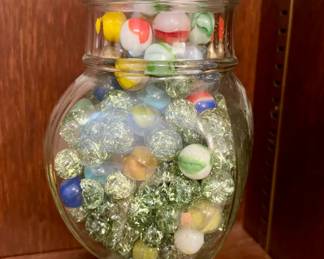 Jar of vintage marbles