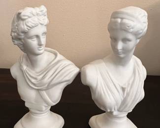 Artemis Diana & Apollo 5" Alabaster Busts