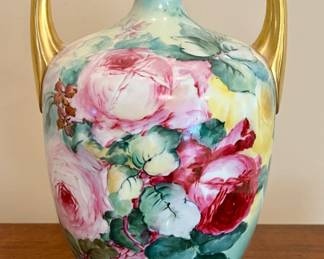 Hand-painted Limoges porcelain vase signed and dated by Very Reverend T.S. Keating for the Sisters of Mercy, Easter 1907