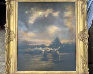 Original Artwork Longhorns Framed