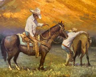Large Western Original Artwork Framed