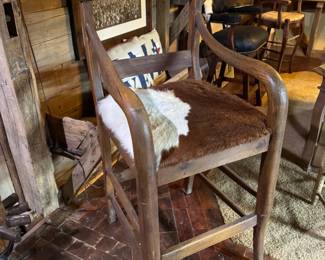 Large Cowhide Seat Bar Height Chair