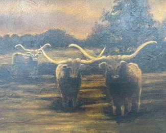 Original Artwork Longhorns Framed