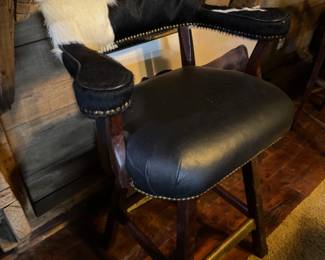 Cowhide Backed Bar Stool