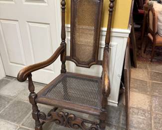 Cane Back and Set Arm Chair