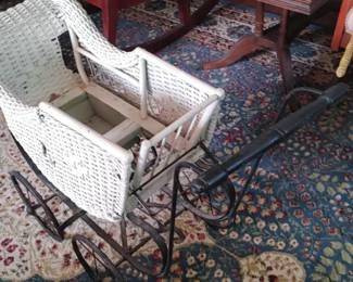 Wicker doll carriage vintage