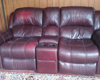 Beautiful all leather recliner sofa loveseat