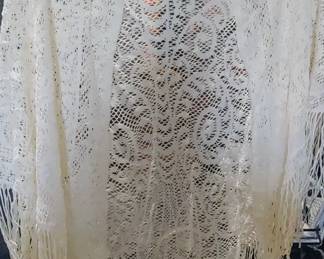 Antique crochet shawl