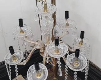 Beautiful crystal chandelier brought back from England must be rewired or United States