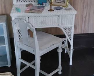 Wicker vanity with mirror
