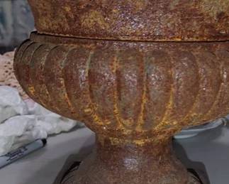 Circa early 1900s cast iron flower pot urn