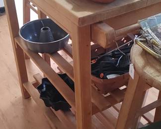 Kitchen island work table two bar stools sell separately