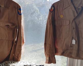 World War II military uniforms with patches