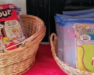 Vintage comic books and baseball cards