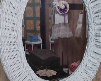 White wicker mirror