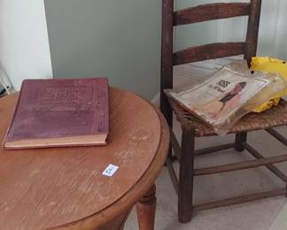Great primitive ladder back chair short legs almost looks like a buggy chair