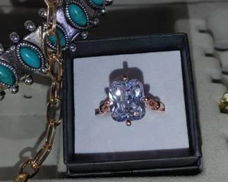 Stunning Asher cut rose gold over Sterling ring