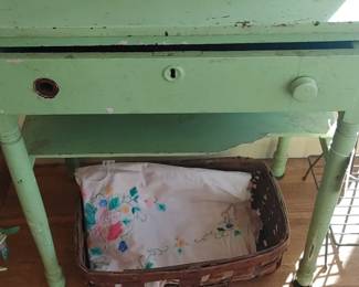 Great little Pine Keyhole desk needs a little TLC painted with milk paint