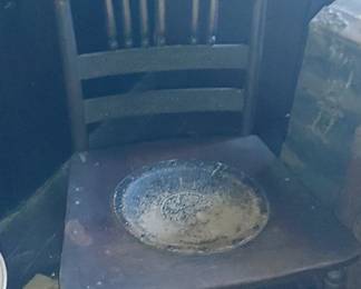Oak pressed back Rocker with leather seat