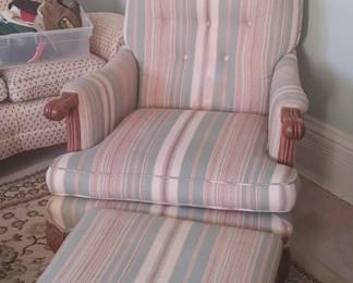 Very nice comfortable chair and ottoman has been reupholstered very careful