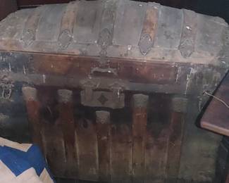 Page Oak steamer trunk with Dome top which up in the attic just needs a good cleaning doesn't even need refinishing