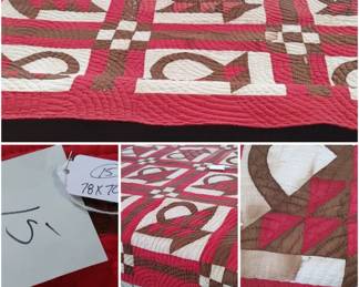 All time favorite can't believe it's still here beautiful Amish basket quilt red brown and white with cross pattern 60% off