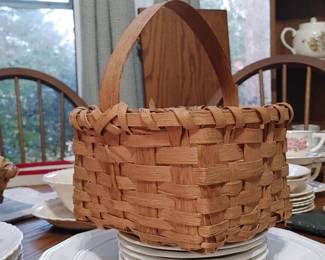 Oak split signed gathering basket