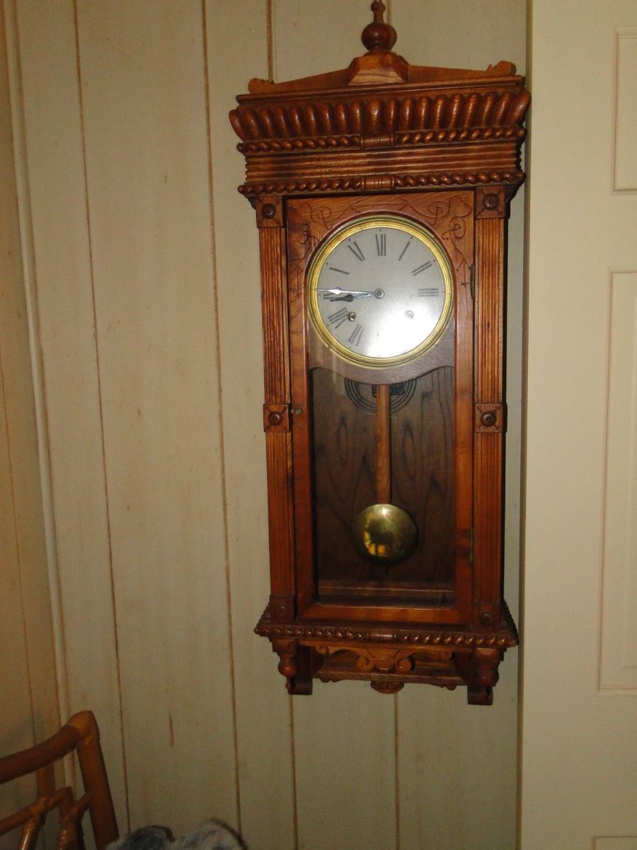 Beautiful, solid wood, antique wall clock